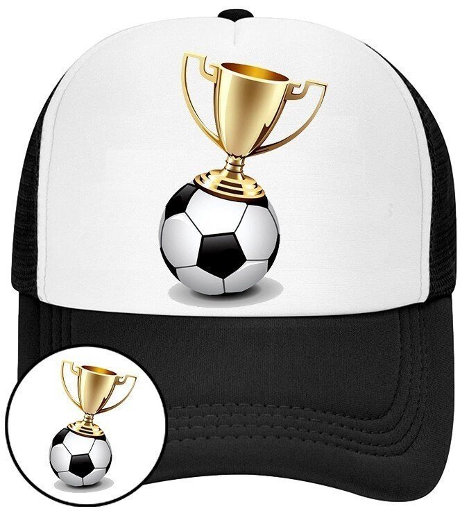 Czapka z Daszkiem Piłka Nożna Czarna z Nadrukiem Siatka Bejsbolówka