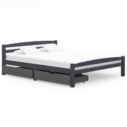 Łóżka - shumee Rama łóżka z 2 szufladami ciemnoszara sosnowa 160 x 200 cm - miniaturka - grafika 1