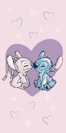 Okrycia kąpielowe dla dzieci - LILO I STITCH Ręcznik Kąpielowy DZIECIĘCY BAWEŁNA DUŻY 70 x 140 cm Plażowy SERCE - miniaturka - grafika 1
