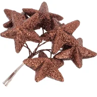 Ozdoby bożonarodzeniowe - [680158] Gwiazdki brokatowe na druciku 4,5cm 6szt brązowe - miniaturka - grafika 1