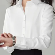 Koszule damskie - TEMU Profesjonalna Koszulka Damska, Elegancka Francuska Bluzka z Długim Rękawem, Idealna do Codziennych Dojazdów [NS702] - miniaturka - grafika 1