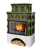 Piece wolnostojące - ABX Piec kaflowy Karelie Exclusive biały cokół - Zielony - miniaturka - grafika 1