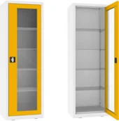 Meble i wyposażenie gabinetów medycznych - NSML.101.9010.1023 szafa lekarska 1-skrzydłowa 1-komorowa biało-żółta - miniaturka - grafika 1