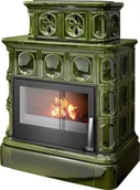 Piece wolnostojące - ABX Piec kaflowy Karelie z płaszczem wodnym cokół kaflowy - Zielony - miniaturka - grafika 1