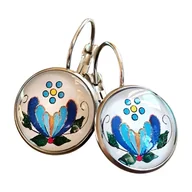 Kolczyki - Kolczyki folkowe Kaszubska Palmeta na biglu - miniaturka - grafika 1