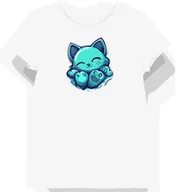 Koszulki i topy damskie - Koszulka damska biała z motywem turkusowego kota XL - Empik - miniaturka - grafika 1