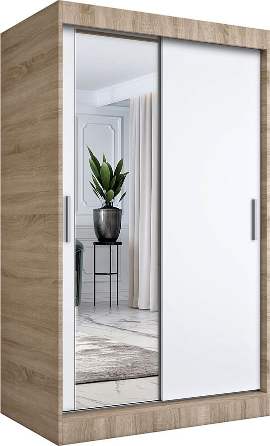 Elior Przesuwna szafa w dekorze dąb sonoma + biały - Lenora 3X