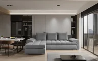 Narożniki - Sofa w kształcie L TOMI narożnik, tkanina Castel, wiele kolorów Szary Lewostronny - miniaturka - grafika 1