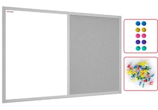 Tablica COMBI korkowa szary korek / biała magnetyczna 60x40 rama drewniana lakierowana szara - Tablice i flipcharty - miniaturka - grafika 1