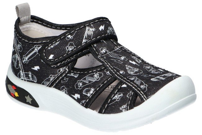 AMERICAN CLUB TEN130 SANDAŁY TENISÓWKI TRAMPKI DZIECIĘCE WKŁADKA SKÓRZANA BLACK 26