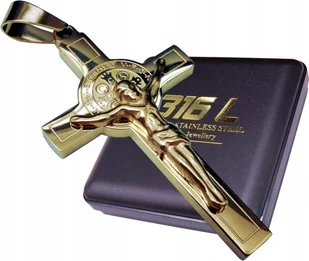 ZŁOTY KRZYŻ KRZYŻYK NA ŁAŃCUSZEK STAL CHIRURGICZNA - Wisiorki - miniaturka - grafika 1