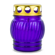 Lampiony i znicze - Znicz Szklany Zalewany 10 cm Fioletowy DP67 Znicz z metalowym kapturkiem - miniaturka - grafika 1