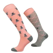 Skarpetki jeździeckie - Comodo Podkolanówki jeździeckie PODKONIÓWKI RÓŻOWE MUCHY - miniaturka - grafika 1