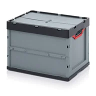 Pudła i pojemniki do przechowywania - AUER Skrzynki składane z wiekiem, 600x400x420 mm FBD 64/42 - miniaturka - grafika 1