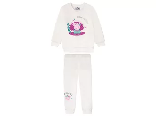 Piżamy dla dziewczynek - Piżama dziewczęca z pluszu (bluzka + spodnie), 1 komplet (110/116, Biały) - grafika 1