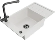 Zlewozmywaki z baterią - Mexen Elias zlewozmywak granitowy 1-komorowy z ociekaczem i baterią kuchenną Duero, biały - 6511-20-671600-70 - miniaturka - grafika 1