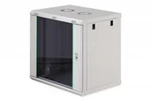 Szafy rack - Szafa Digitus Szafa sieciowa wisząca jednosekcyjna Dynamic 19" 12U, 600x450, drzwi szyba, szary, niezmontowana, 60kg DN-37108 - miniaturka - grafika 1