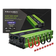 Przetwornice samochodowe - Qoltec Przetwornica Napięcia Monolith Ładowanie Baterii Ups 2500W 5000W 12V Na 230V Czysty Sinus Lcd - miniaturka - grafika 1