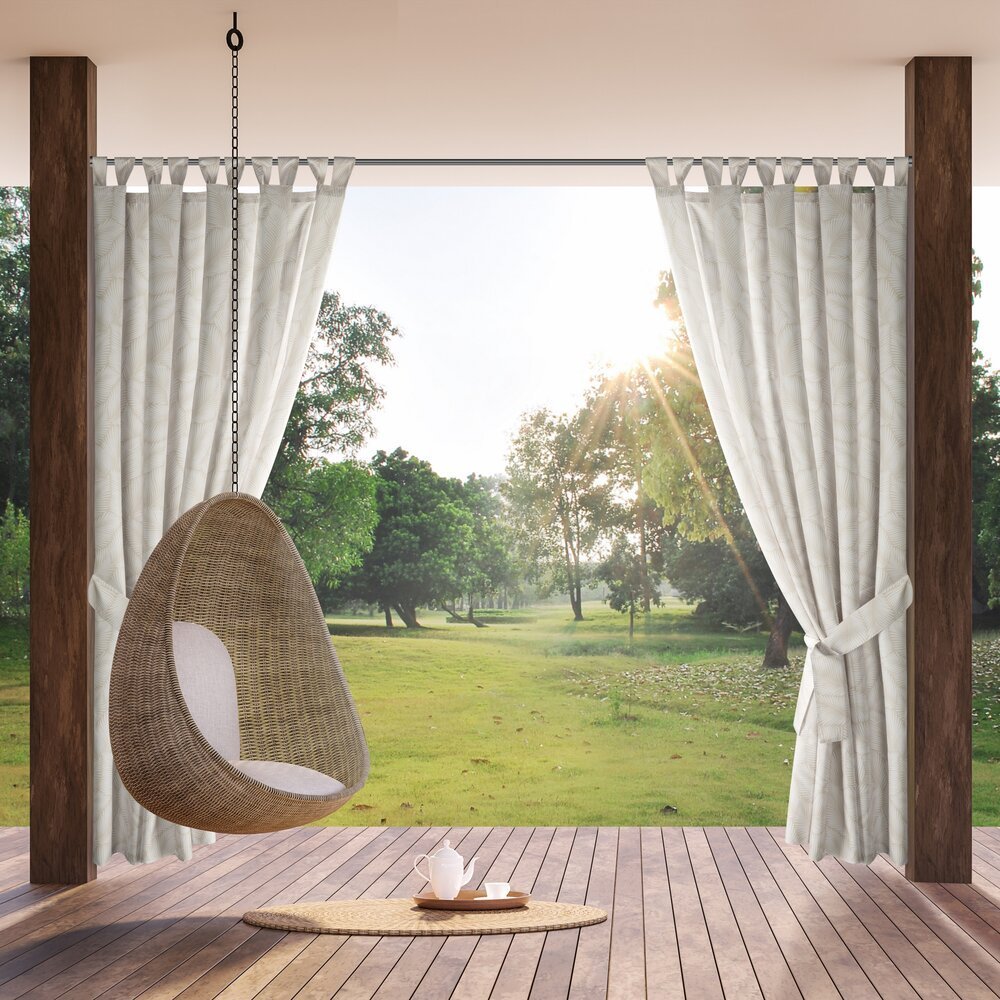 Zasłona gotowa na szelkach GARDEN 155x240 ogrodowa beżowa w liście