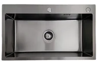 Zlewozmywaki - Stellman Zlewozmywak stalowy jedno komorowy STEEL 7545 czarny - miniaturka - grafika 1