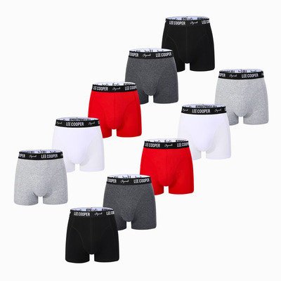 Lee Cooper Bokserki Męskie 10-pak, Bawełniane, Czarny, Szary, Biały, Czerwony, Rozmiar XL