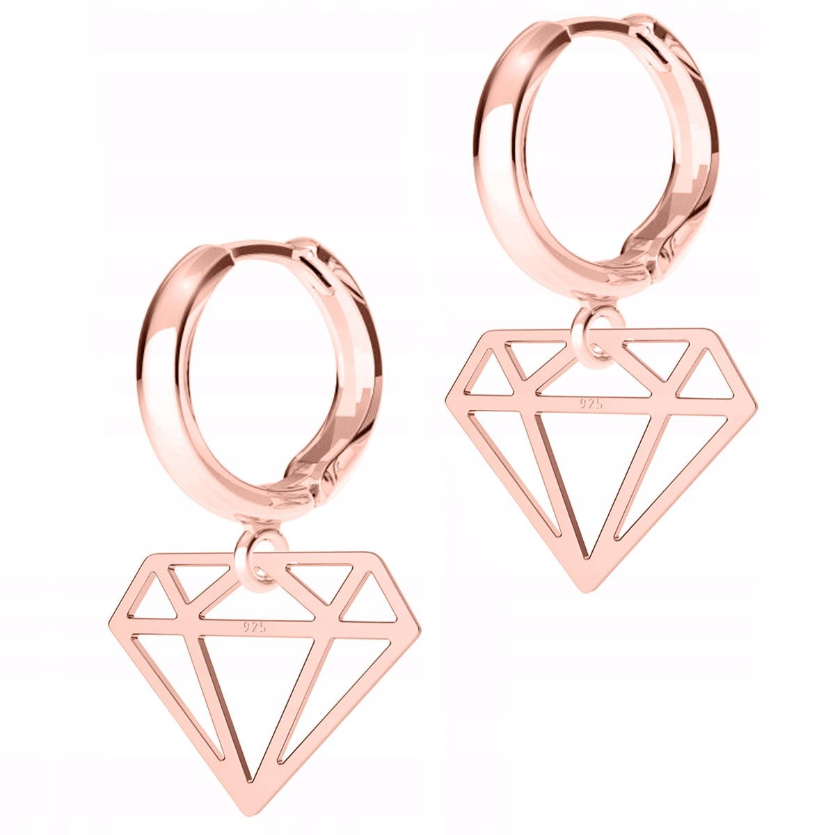 Kolczyki Pozłacane Diamenty Klejnoty Blaszka Diament Diamencik SREBRO 925