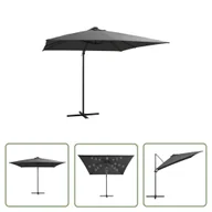 Parasole ogrodowe - The Living Store Parasol wiszący z LED i stalowym słupkiem - 250x250 cm - antracyt - Parasol Wiszący - miniaturka - grafika 1