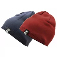 Czapki damskie - Dwustronna Męska Zimowa Czapka Bordo/Granat - L/XL REDSD ST-514E - miniaturka - grafika 1