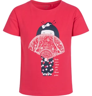 T-shirt z krótkim rękawem dla dziewczynki, z motywem gejszy, czerwony 3-8 lat - Bluzki dla dziewczynek - miniaturka - grafika 1