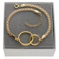 Bransoletki - Złota szeroka bransoletka elegancka dwa kółka obręcze srebro 925 - miniaturka - grafika 1