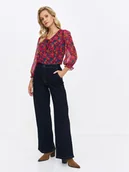 Spodnie damskie - Szerokie denimowe spodnie - miniaturka - grafika 1