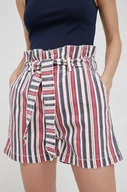Spodenki damskie - Pepe Jeans Pepe Jeans szorty jeansowe PHOEBE STRIPE damskie wzorzyste high waist - miniaturka - grafika 1