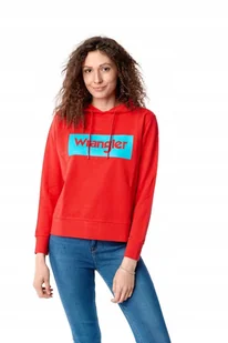 WRANGLER LOGO HOODIE BITTERSWEET RED W6N4HPXBO 4XL - Bluzy damskie - miniaturka - grafika 1