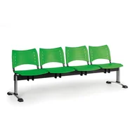 Inne meble biurowe - Ławka do poczekalni plastikowa VISIO, 4 siedzenia, zielony, chromowane nogi - miniaturka - grafika 1