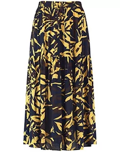 Gerry Weber Spódnica damska z falbankami spódnica długa szeroka spódnica wzorzysta długa, Indigo Ginger Dark Brown druk, 36 - Spódnice - miniaturka - grafika 1