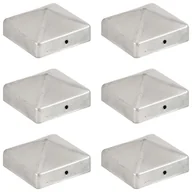 Akcesoria do ogrodzeń - vidaXL Zatyczki na słupki, piramidki, 6 szt., metalowe, 71x71 mm - miniaturka - grafika 1