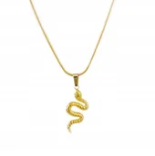 Łańcuszki - Naszyjnik Z Wężem Wąż Łańcuszek Stylowy STAL CHIRURGICZN Pozłacana 18K - miniaturka - grafika 1