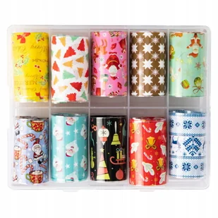 Folie transferowe Christmas 10 sztuk po 100 cm 12-05 - Ozdoby do paznokci - miniaturka - grafika 2