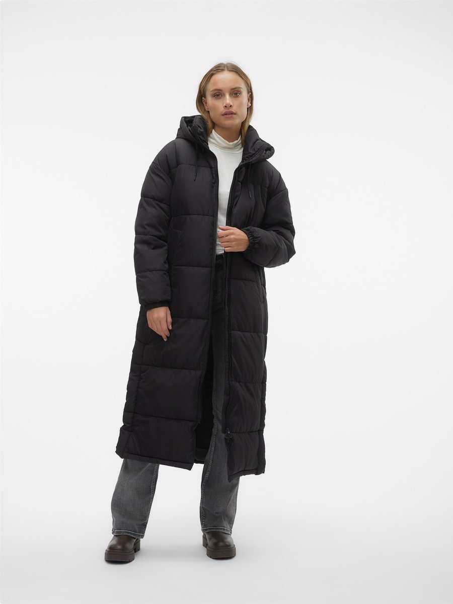 VERO MODA CZARNY PŁASZCZ PUCHOWY DAMSKI Z KAPTUREM L 6FA