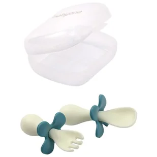 Babyono Sztućce ergonomiczne dla dzieci zielone - Sztućce dla dzieci - miniaturka - grafika 1