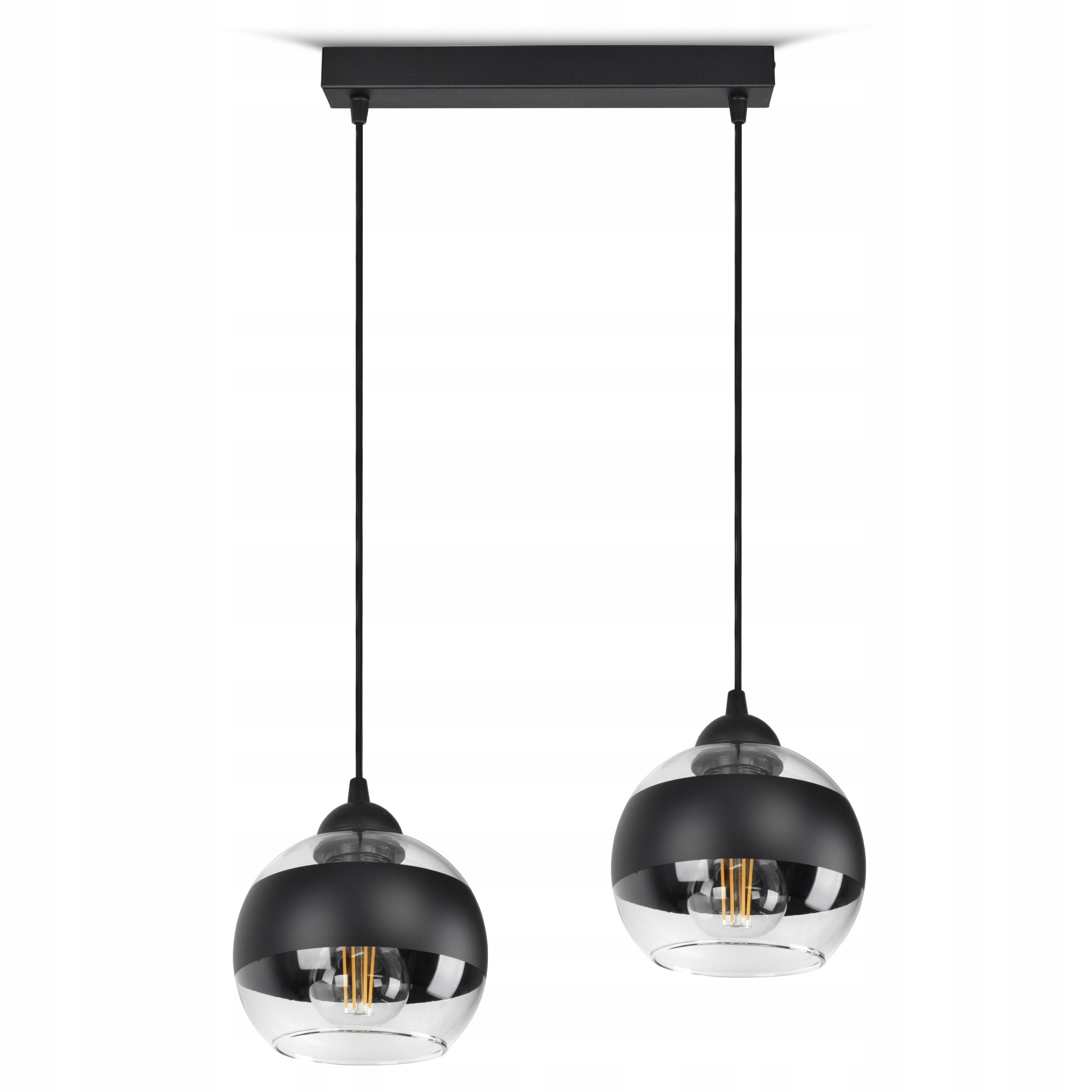 Lampa Wisząca Sufitowa Żyrandol Czarna Szklane Kule Black Belt BZ2 LED E27