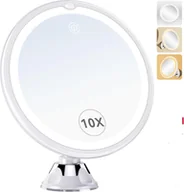 Lusterka do makijażu - 10-krotne powiększające lustro do makijażu z przyssawką, 3 diodami LED, obrót o 360°, podświetlane, idealne do łazienki i w podróży. - miniaturka - grafika 1