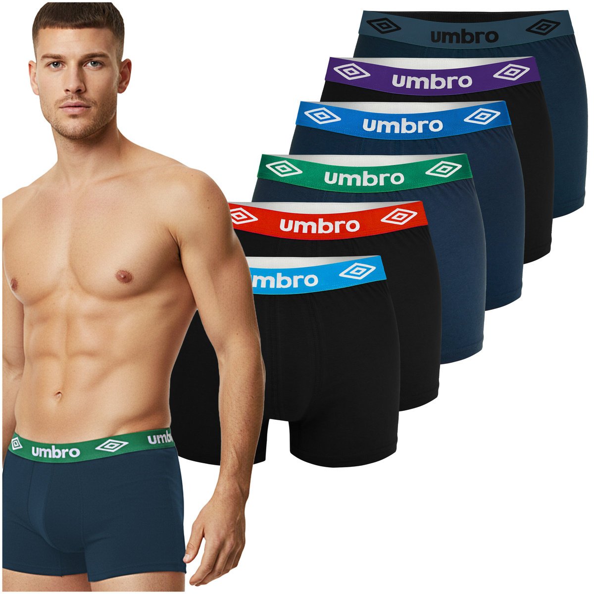 UMBRO Bokserki Męskie Zestaw 6 Sztuk MIX Kolorów Bawełna Rozmiar XXL