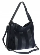 Torebki damskie - Torebka damska shopper A4 elegancka do pracy włoska marka MC428 Granatowa - miniaturka - grafika 1