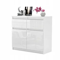 Komody - Komoda Ola szafka 80, 2 szuflady nowoczesna pojemna rtv Połysk system - miniaturka - grafika 1