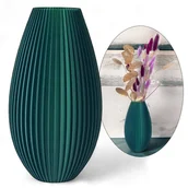 Wazony i flakony - Wazon Nietłukący Butelkowa Zieleń 15Cm Ryflowany Wazon Na Kwiaty - miniaturka - grafika 1