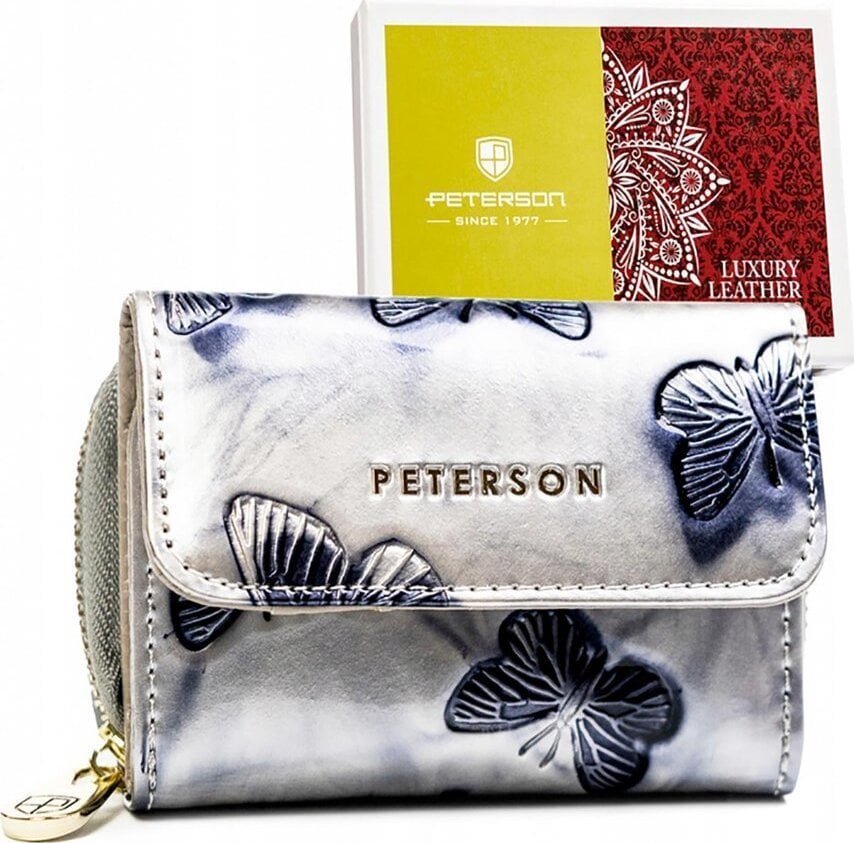 Peterson Skórzany damski portfel Peterson PTN 423229-BF SILVER NoSize