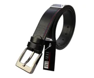 Paski - Pasek Męski Skórzany PAS-MAX (PL) Skóra Licowa EXTRA 40 mm Czarny Z Niebieską I Czerwoną Nitką - miniaturka - grafika 1