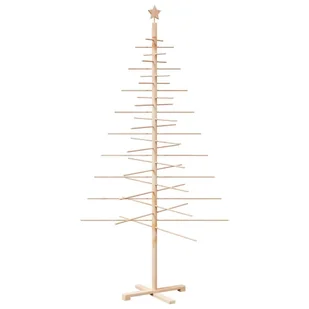 vidaXL Drewniana choinka do udekorowania, 210 cm, lite drewno sosnowe - Choinki - miniaturka - grafika 1