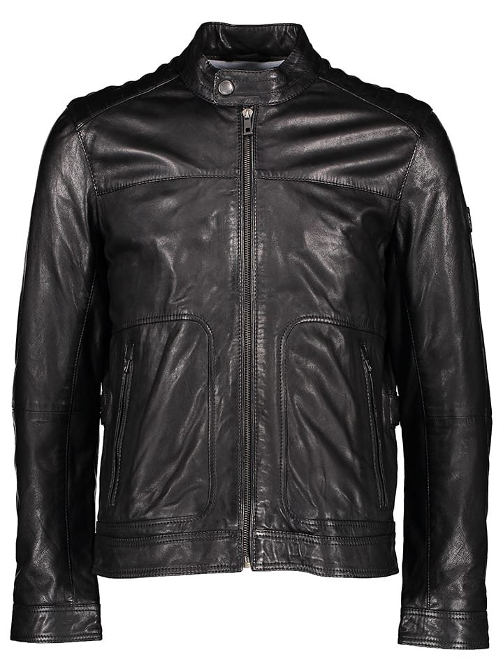 Bugatti Skórzana kurtka w kolorze czarnym